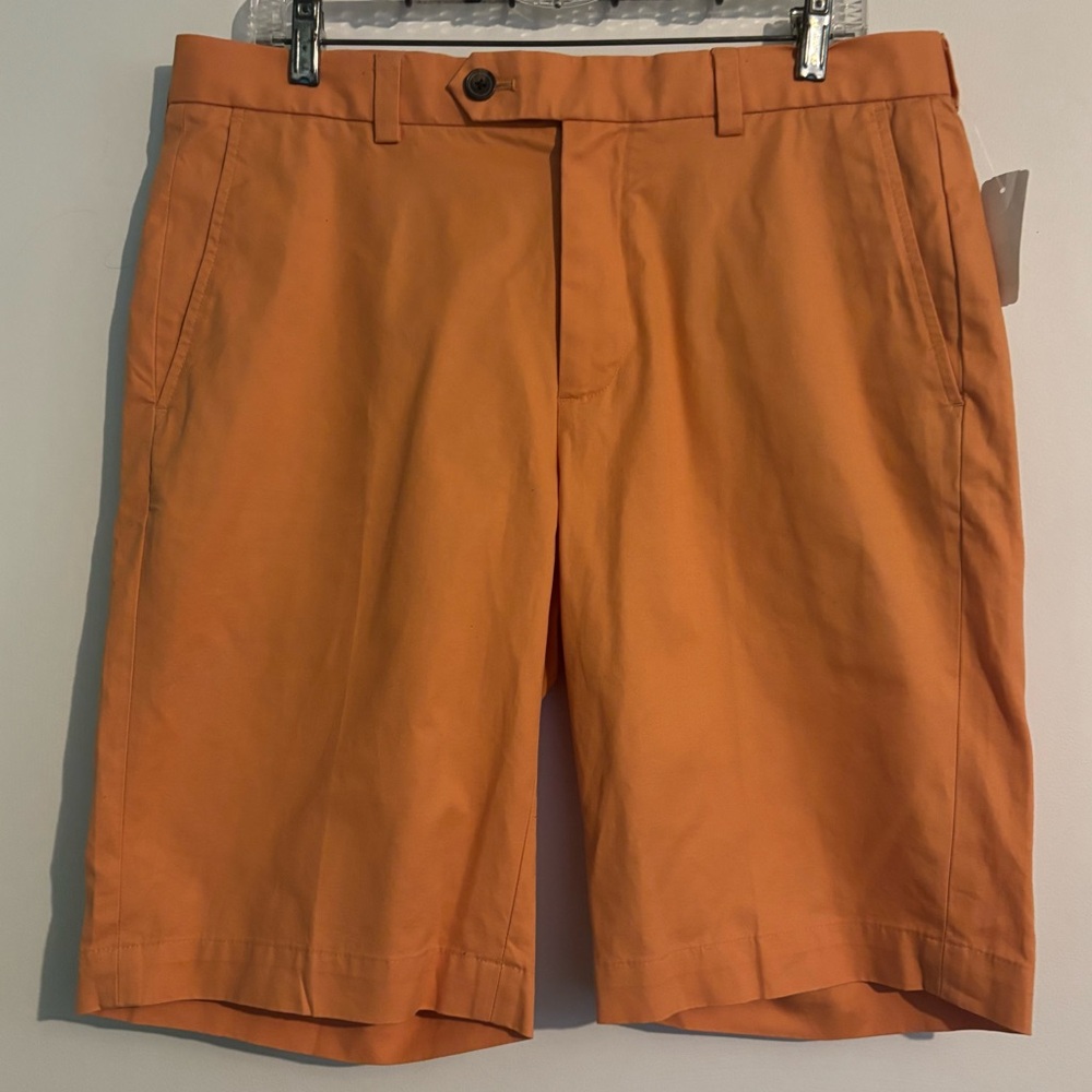 NWT Brooks Brothers Mens Sz 34 11" Inseam Bermuda Shorts Light‎ Orange 4 Pocket